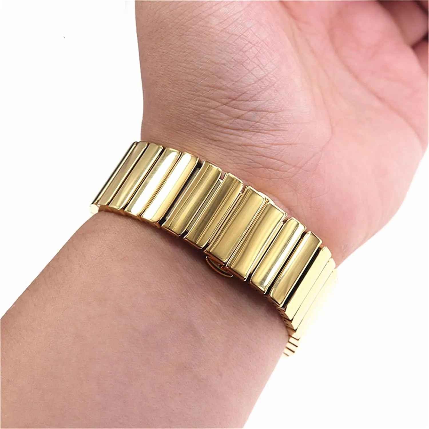 Ceramic Strap 22mm Silver Rose Gold Quick Release Strap Unisex Bracelet Folding Buckle Replacement Wristband Suitable for Traditional Smart Watches