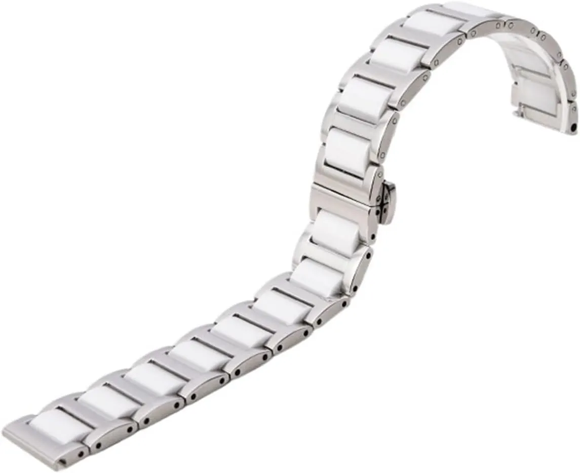 Ceramic Strap Between Stainless Steel 14mm 16mm 18mm 20mm 22mm Quick Release Band Men's Women's Watch Universal Watchband