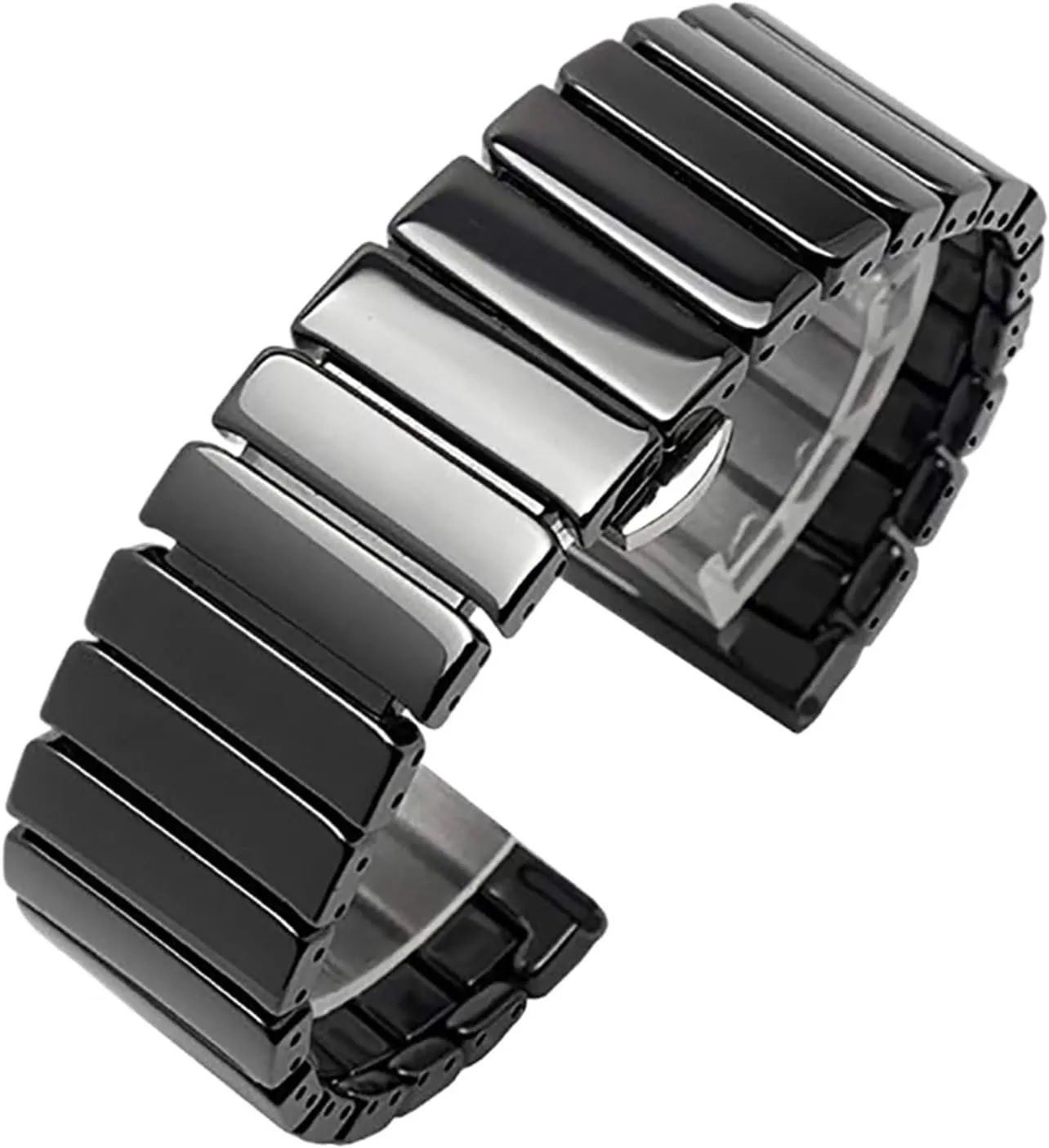 Ceramic Watch Strap 20mm 22mm Universal Replacement Watch Strap Quick Release Watch Strap for Men and Women(Black,22mm)