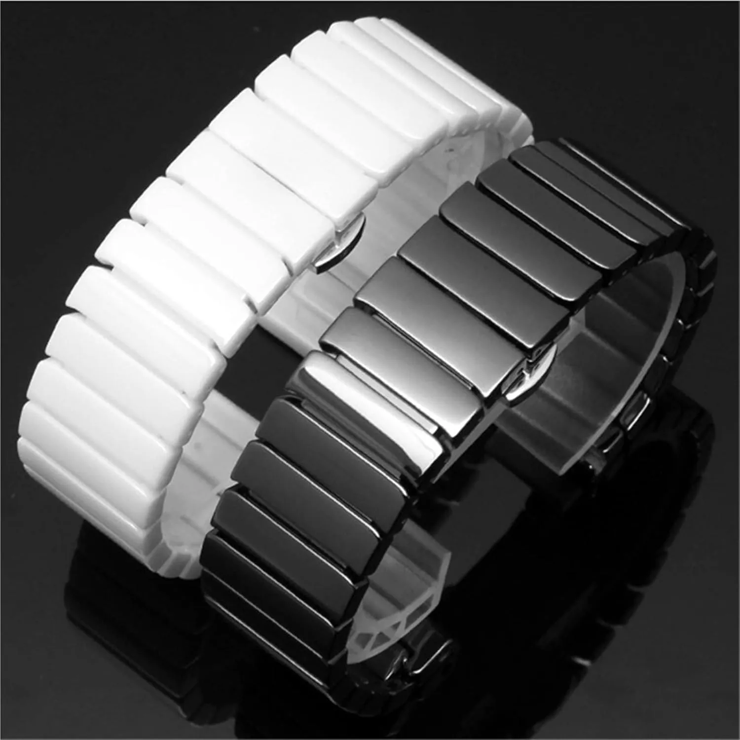 Ceramic Watch Strap 20mm 22mm Universal Replacement Watch Strap Quick Release Watch Strap for Men and Women(Black,22mm)