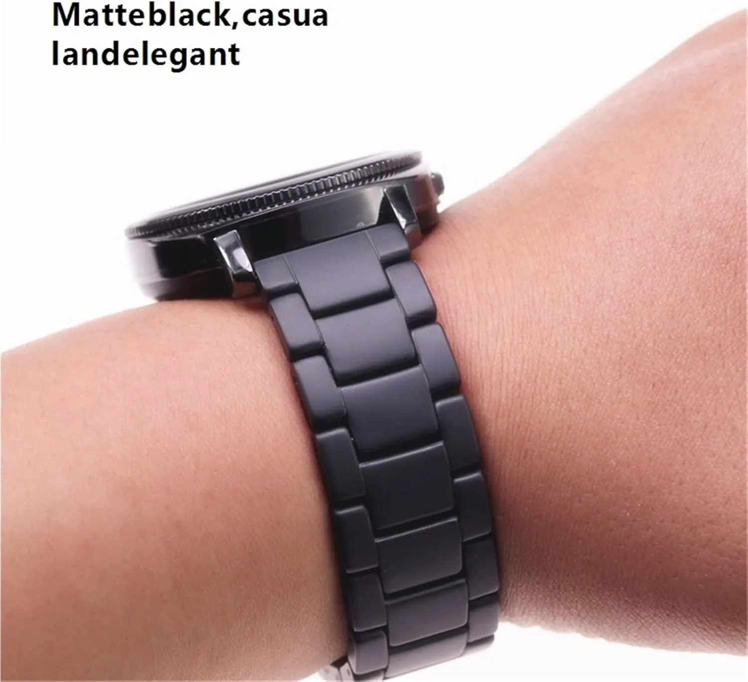 Ceramic Watch Strap for Men Women Universal Quick Release Wristband Stainless Steel Folding Buckle Bracelet 18mm 20mm Suitable for Traditional Watches