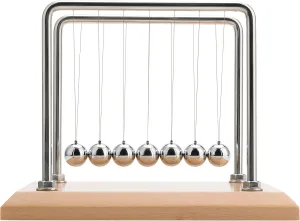 CERROPI Newton Cradle Balance Balls, Newton Pendulum with 7 Balls, Classic Newton Swing Ball, Science Physics Gadget | Desk Toys & Accessories, 55  Sec Swingtime (Beech & Wood Base)