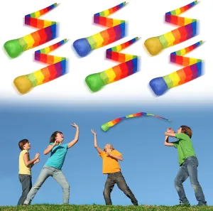 Chalyna 6 Pieces Throw and Catch Ball, Rainbow Tail Foam Ball Sports Comet Balls Soft Colorful Play Playground Toys Bulk for Indoor Outdoor Kids Adults School Training Gift, 23.62 Inch Long