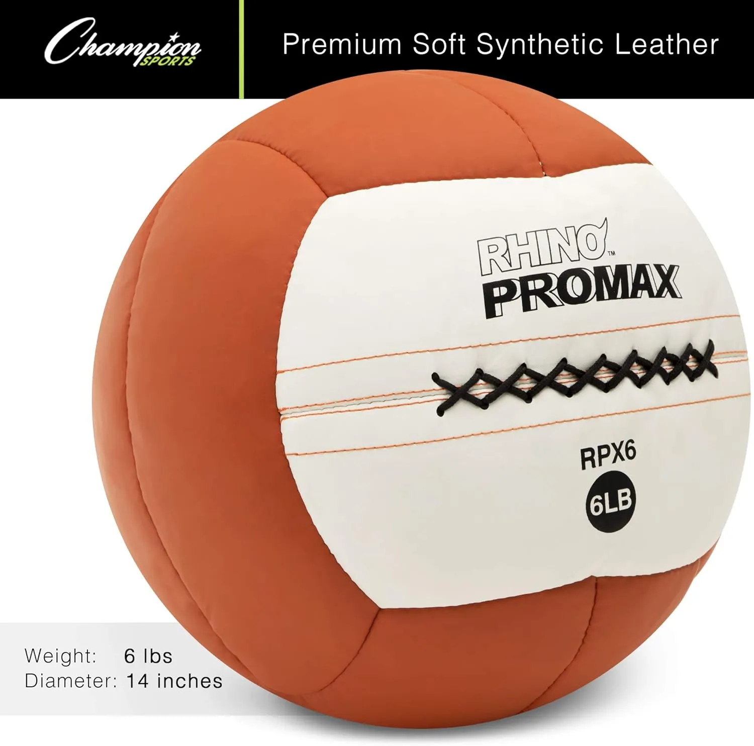 Champion Sports Rhino Promax Slam Balls, 10 lb, Soft Shell with Non-Slip Grip, Medicine Wall Exercise Ball for Weightlifting, Plyometrics, Cross Training, & Home Gym Fitness