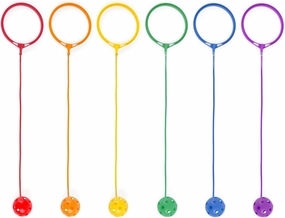 Champion Sports Skip Ball Ankle Toy for Kids, Pack of 6, Assorted Colors - Durable Hopper / Swingball Set with 18-Inch Cord, 5.5-Inch Diameter Ankle Ring - Fun Jumper and Exercise Equipment