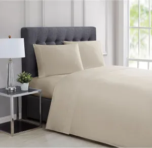 Charisma 310 Thread Count Classic Solid Cotton Sateen California King Sheet Set in Almond Milk