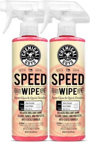 Chemical Guys WAC_202_1602 Speed Wipe Spray Gloss & Quick Detailer, Great for Cars, Trucks, SUVs, Motorcycles, RVs & More, Cherry Scent, 16 oz (2 Pack)