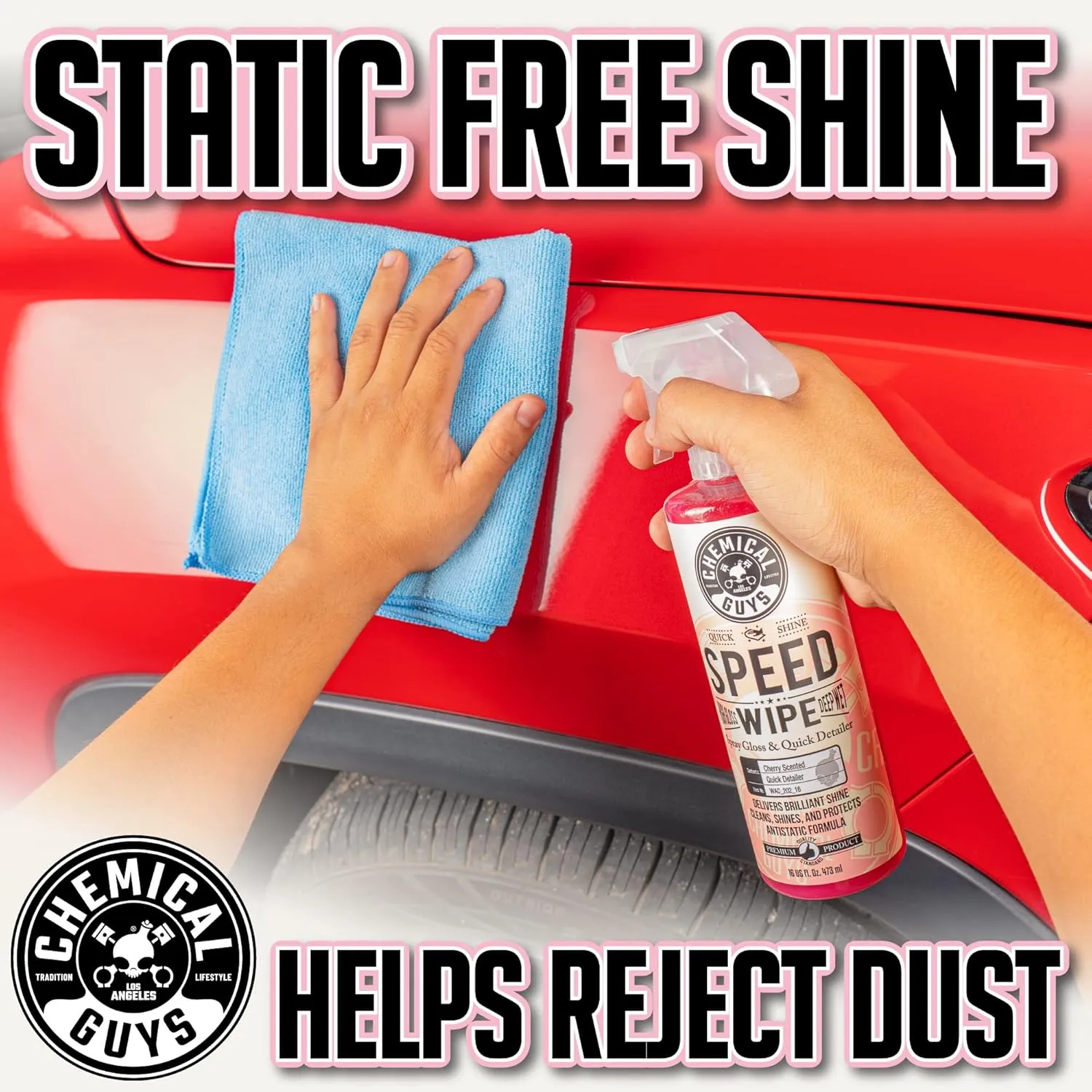 Chemical Guys WAC_202_1602 Speed Wipe Spray Gloss & Quick Detailer, Great for Cars, Trucks, SUVs, Motorcycles, RVs & More, Cherry Scent, 16 oz (2 Pack)