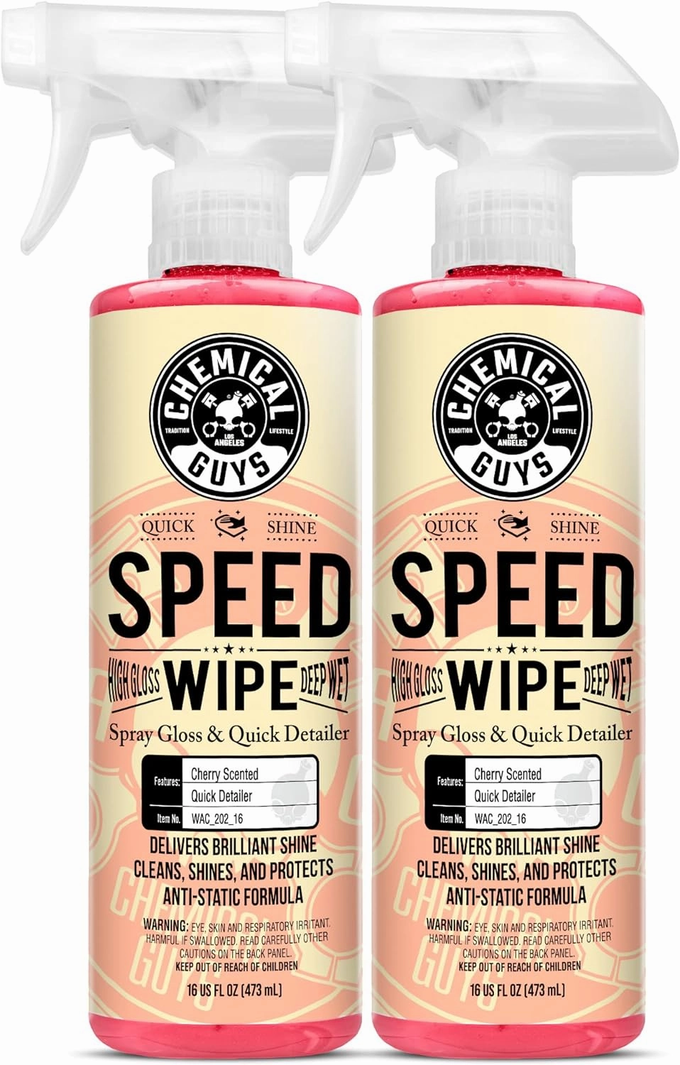 Chemical Guys WAC_202_1602 Speed Wipe Spray Gloss & Quick Detailer, Great for Cars, Trucks, SUVs, Motorcycles, RVs & More, Cherry Scent, 16 oz (2 Pack)
