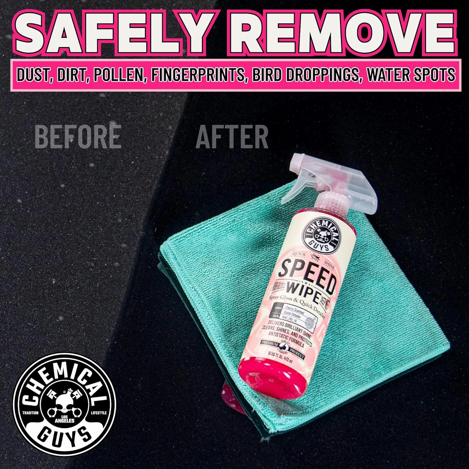 Chemical Guys WAC_202_1602 Speed Wipe Spray Gloss & Quick Detailer, Great for Cars, Trucks, SUVs, Motorcycles, RVs & More, Cherry Scent, 16 oz (2 Pack)