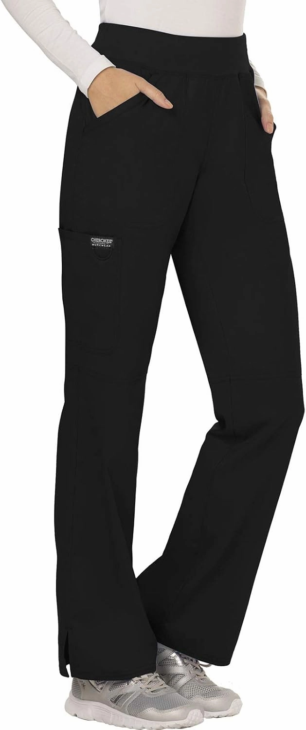 Cherokee Scrub Set For Women, Modern Classic Fit Mock Wrap Top WW610 With Mid Rise, Straight Leg Pant WW110