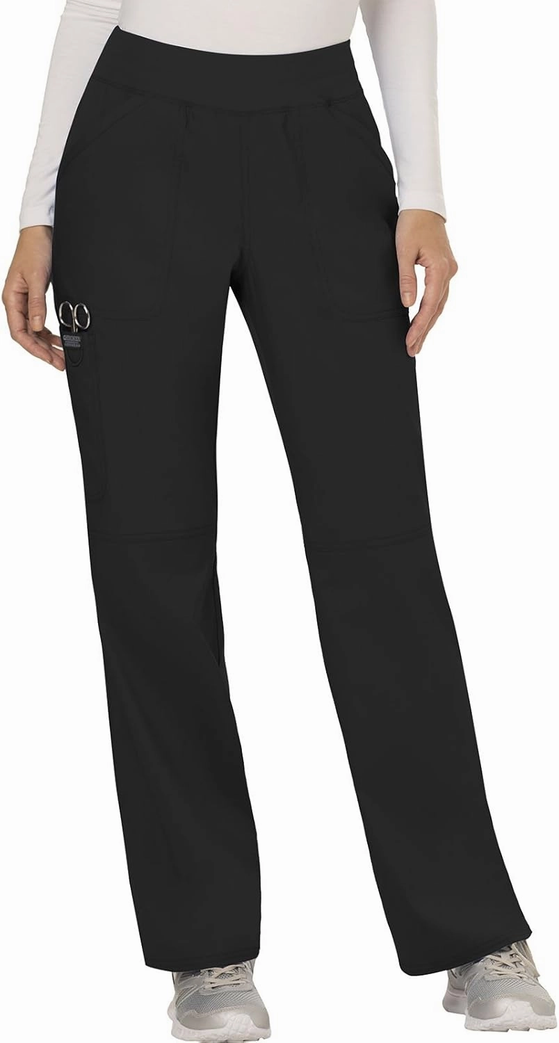 Cherokee Scrub Set For Women, Modern Classic Fit Mock Wrap Top WW610 With Mid Rise, Straight Leg Pant WW110