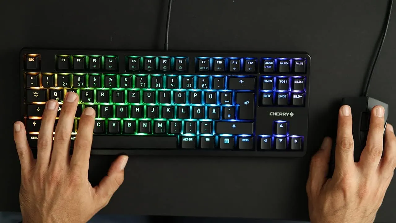 Cherry MX RGB Mechanical Keyboard with MX Red Silent Gold-Crosspoint Key switches for typists, Programmers, Creator, Coder, Work in The Office or at Home G80-3000N RGB (TenKeyLess (TKL)