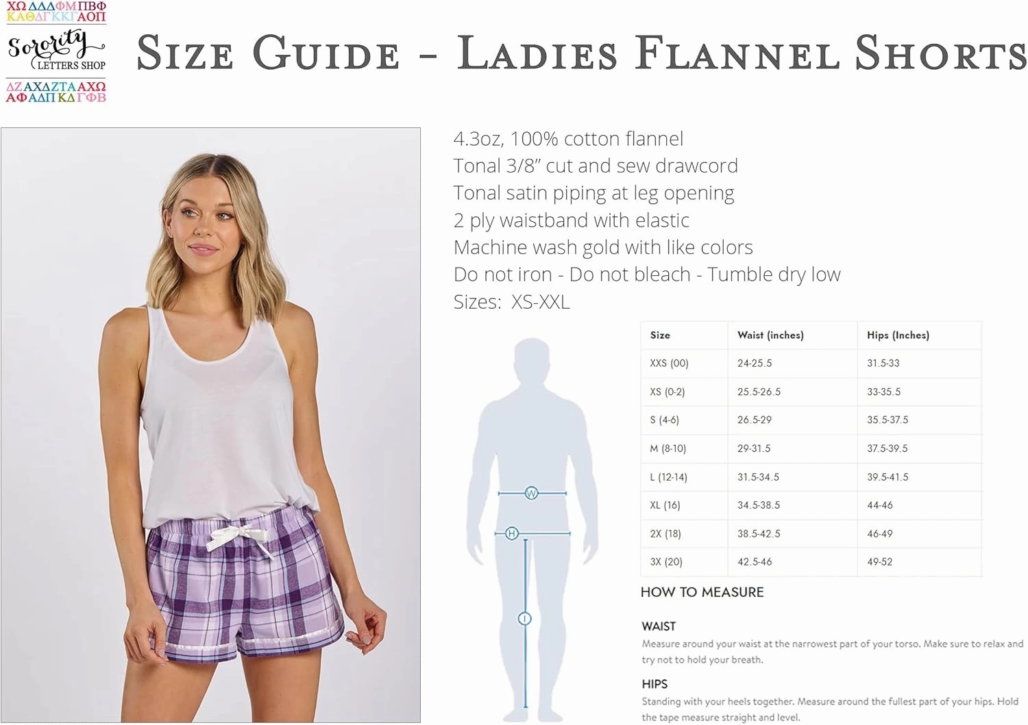 Chi Omega Sorority Flannel Boxers - Chi O Boxer Shorts - Chi Omega Greek Letter Sleepwear Pajama Bottoms