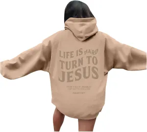 Christian Hoodies for Women Religious Sayings There Is Poner In The Name of Jesus Loves You Preppy Pullovers Spirit Graphic Letter with Hood Casual Sweatshirt Bible Verse Christian Gift