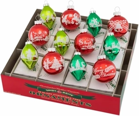Christopher Radko Holiday Flocked Tulips & Rounds Christmas Ornaments, Set of 12