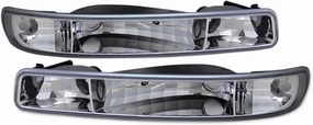 Chrome Clear Housing Front Bumper Turn Signal Lights Parking Lamps jy Compatible With 99-06 GMC Sierra / 2007 Classic / 00-06 Yukon/XL