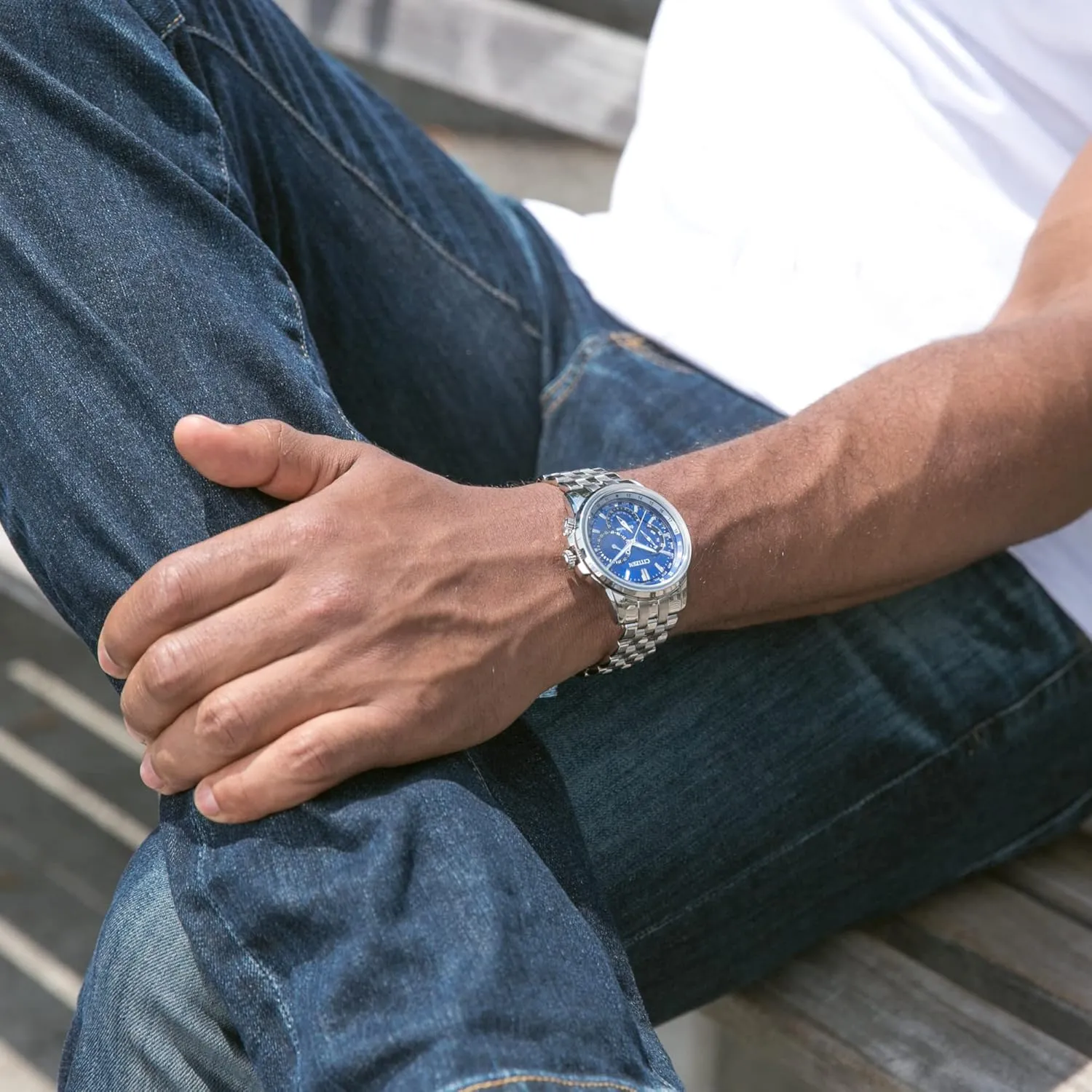 Citizen Men's Eco-Drive Calendrier Classic Watch, 12/24 Hour Time, 3-Hand Day and Date, Chronograph, Luminous Hands