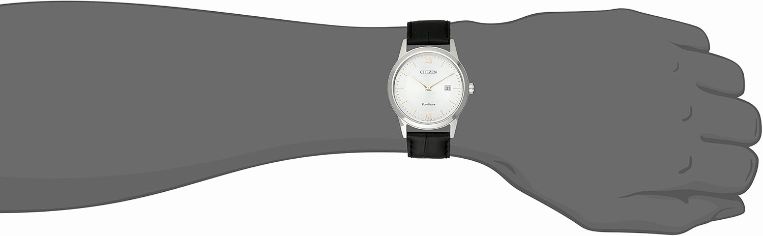 Citizen Men's Classic Eco-Drive Leather Strap Watch, 3-Hand Date