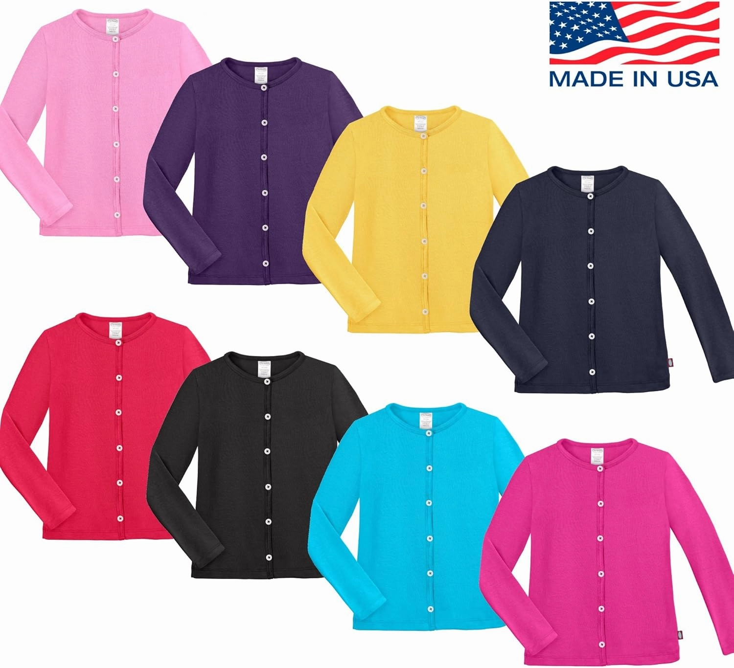 City Threads Girls Cardigan Top Button Down Sweater Layering School Play for Sensitive Skin SPD Sensory Friendly