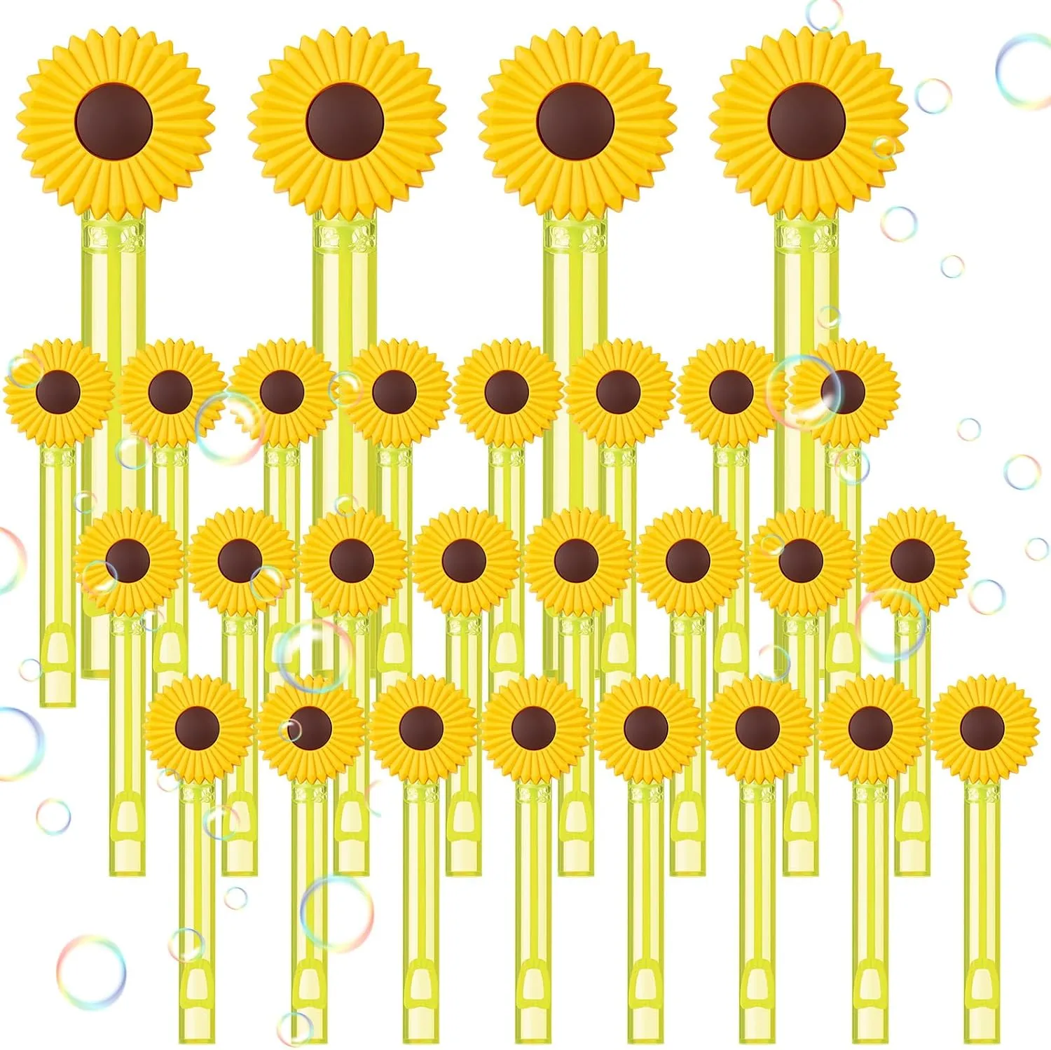 Civaner 24 Pcs Sunflower Mini Bubbles Wands Sunflower Birthday Party Favors for Kids Sunflower Bubbles Toys for Summer Outdoor Baby Shower Wedding Party Supplies Gift Bag Stuffers