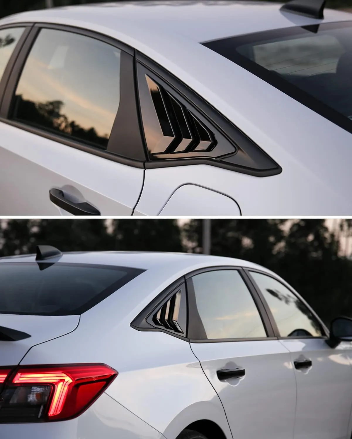 CKE for 11th Gen Civic Sedan Compatible with Honda Civic 2025 2024 2023 2022 Accessories Car Exterior Rear Side Window Louvers Air Vent Scoop Shades Cover Blinds -Bright Black