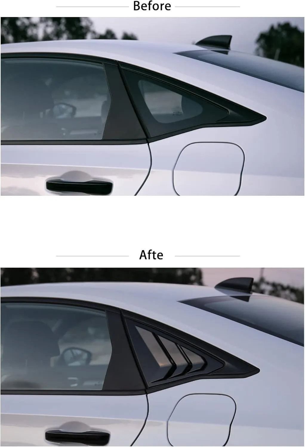 CKE for 11th Gen Civic Sedan Compatible with Honda Civic 2025 2024 2023 2022 Accessories Car Exterior Rear Side Window Louvers Air Vent Scoop Shades Cover Blinds -Bright Black
