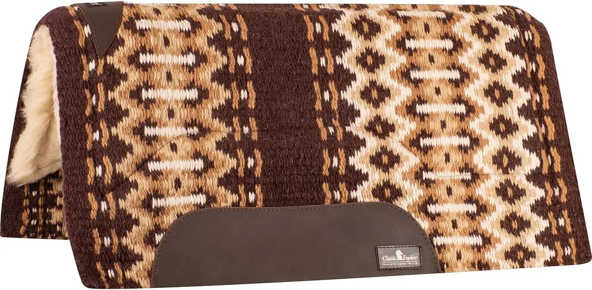 Classic Equine Sensorflex Wool Straight Top Saddle Pad, 3/4-inch Thick, Coffee-Cream, 32-inch x 34-inch