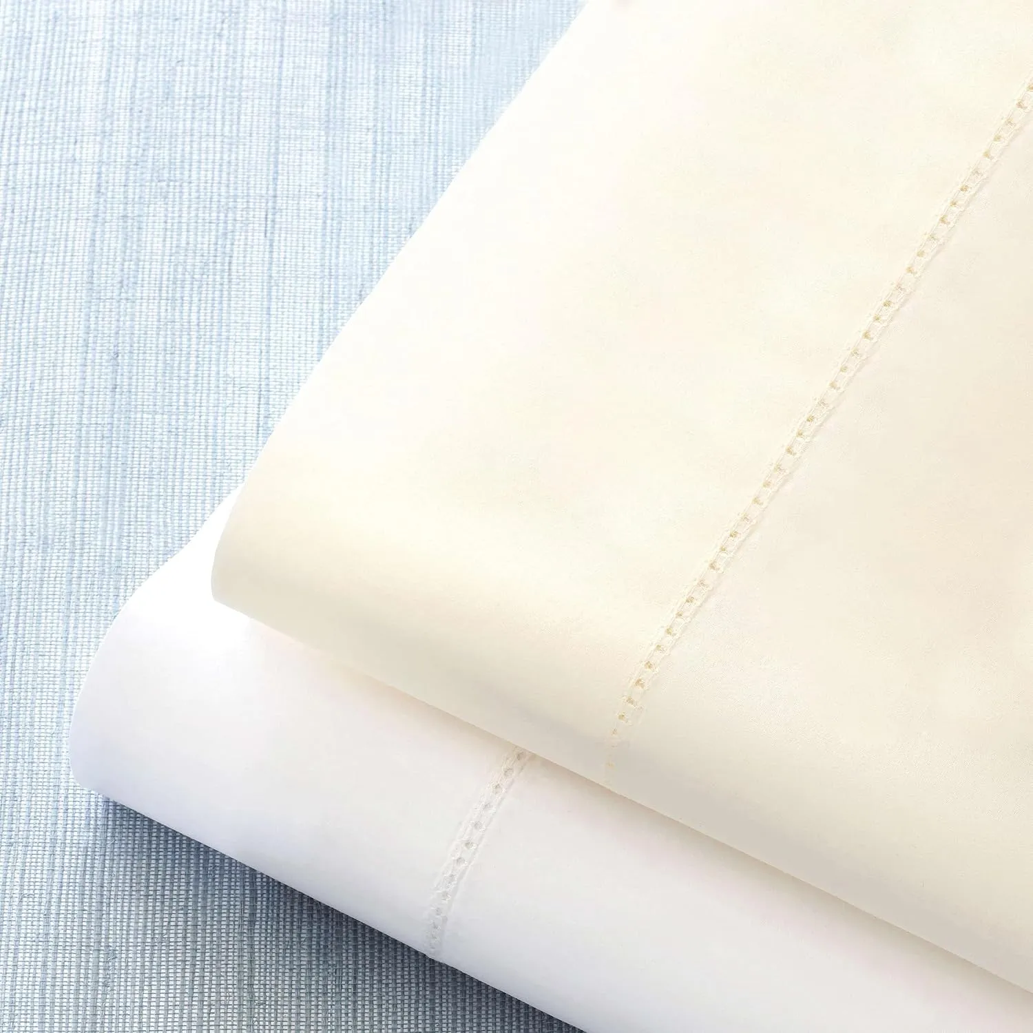 Classic Hemstitch Ivory Sheet Set, King Size, Ivory Solid Pattern