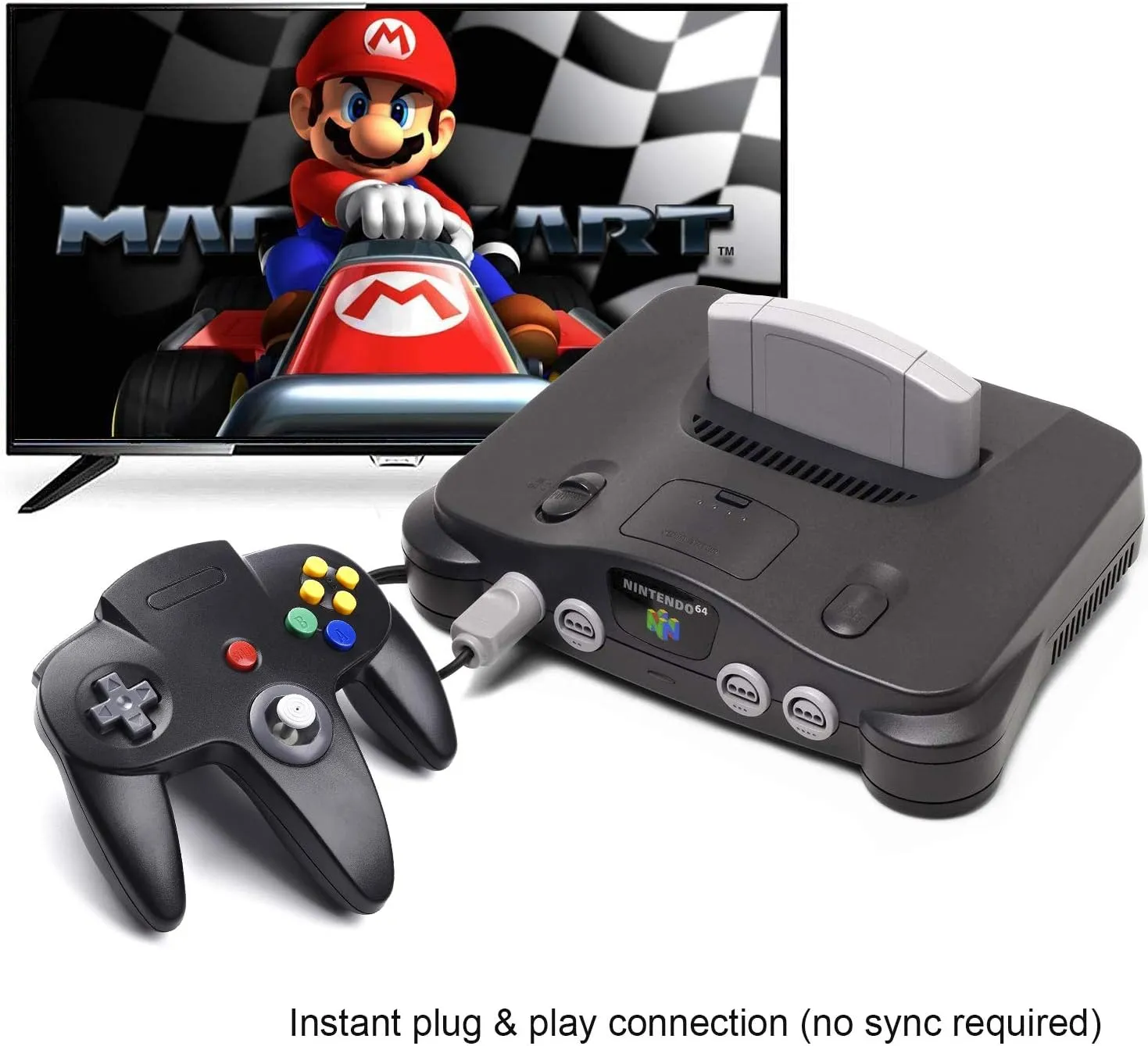 Classic N64 Controller, Retro N64 Remote Wired Joystick Game Pad Controller for N64-Console Video System Black