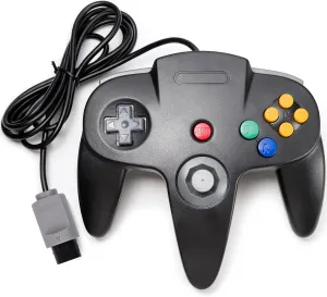 Classic N64 Controller, Retro N64 Remote Wired Joystick Game Pad Controller for N64-Console Video System Black
