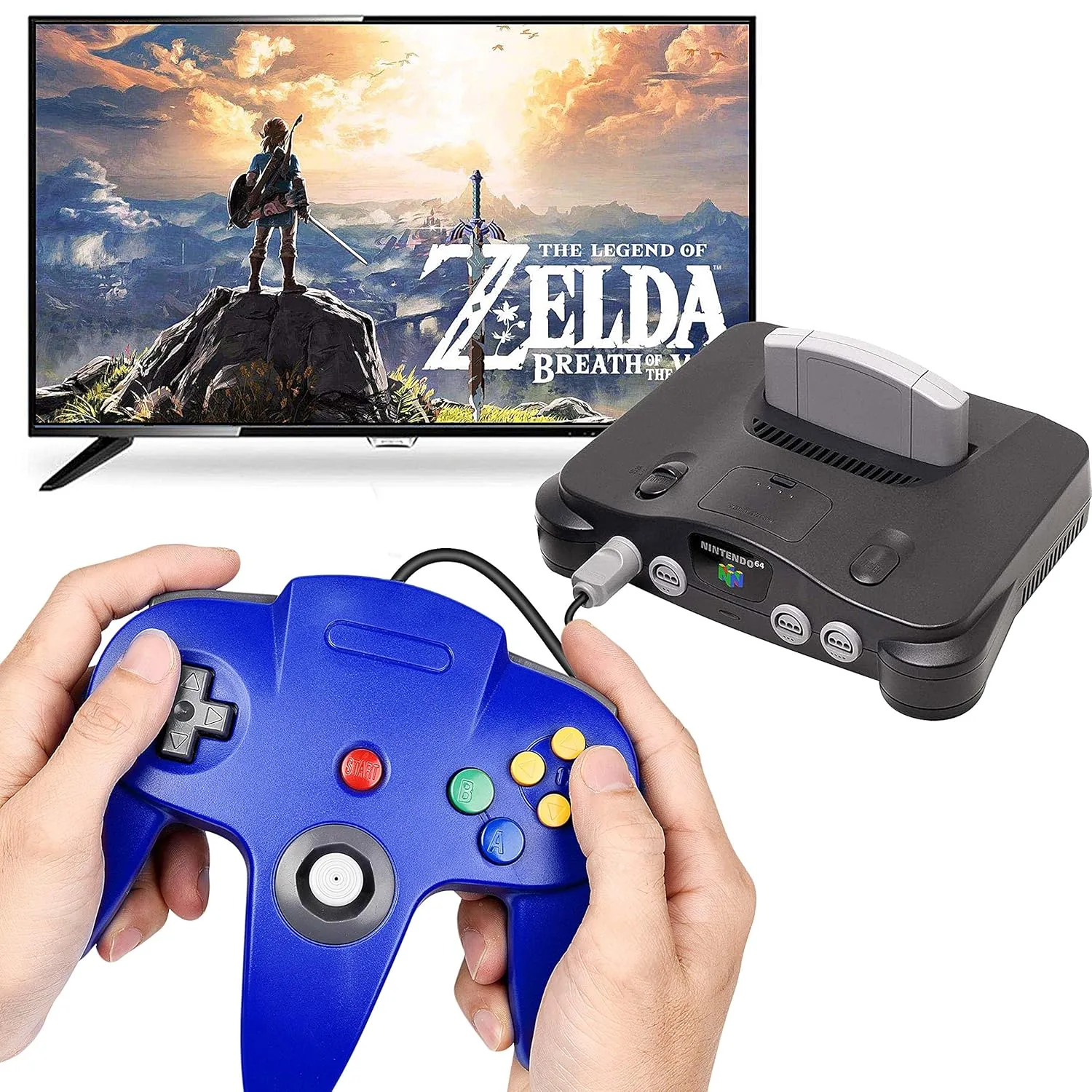 Classic Wired N64 64-bit Gamepad Joystick for Ultra 64 Video Game Console (Black) - 2 Pack