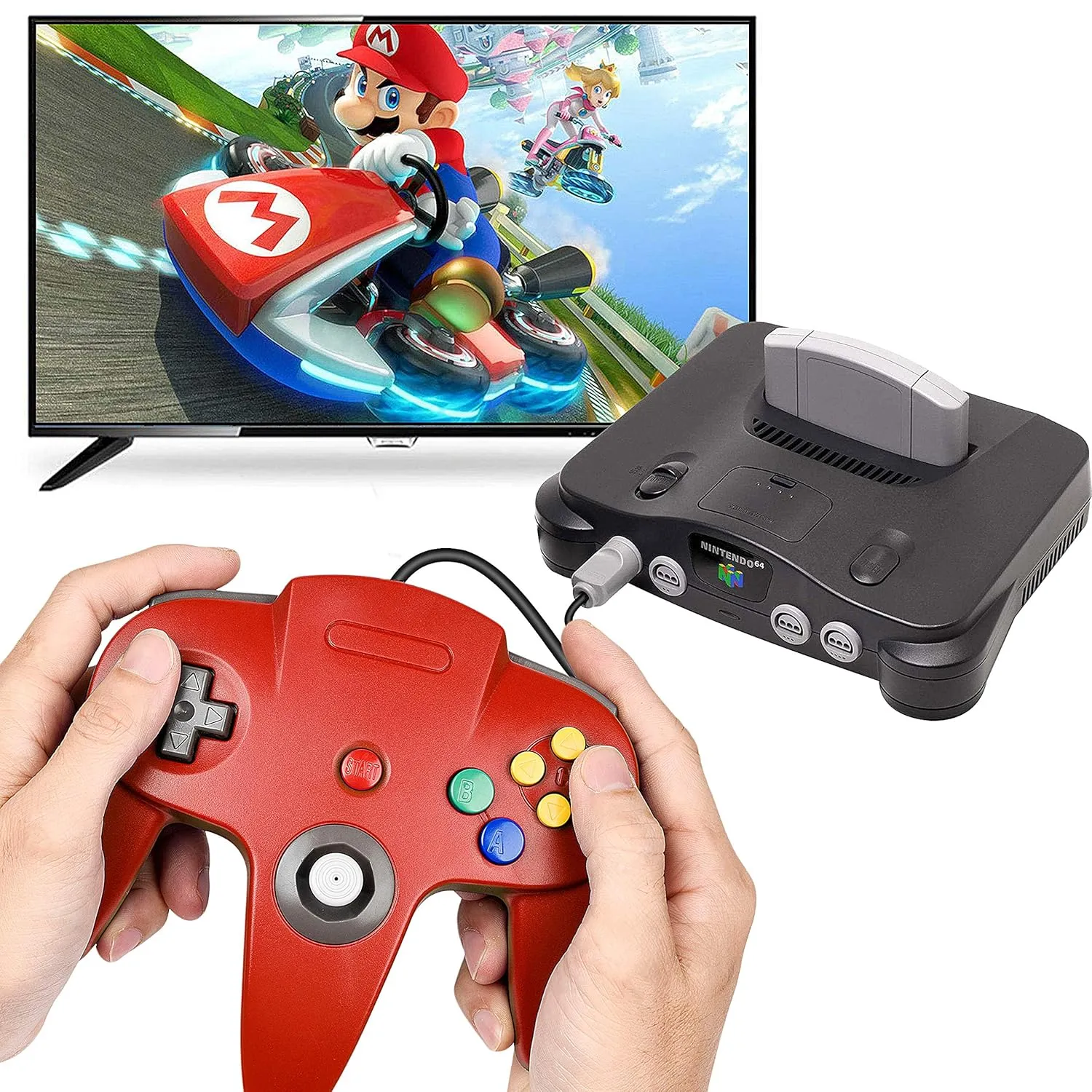 Classic Wired N64 64-bit Gamepad Joystick for Ultra 64 Video Game Console (Black) - 2 Pack
