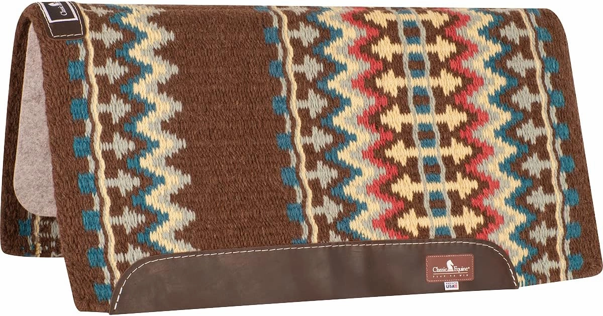 Classic Equine Wool Top 3/4 Inch Saddle Pad 32x34 Chestnut-Lemon OS