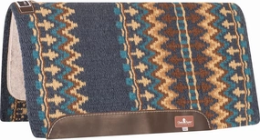 Classic Equine Wool Top 3/4-inch Saddle Pad 34x38 Navy-Chestnut OS