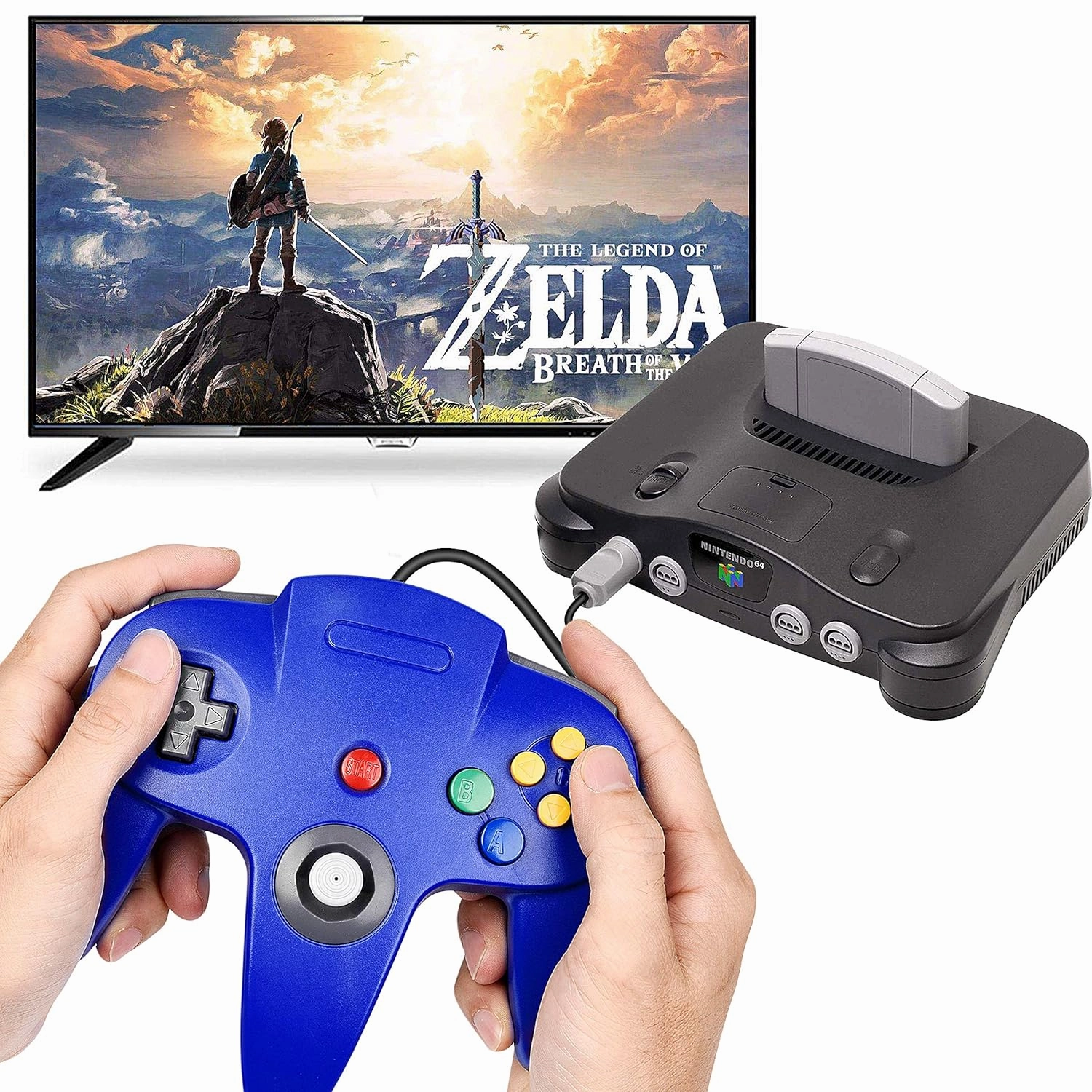 Classic Wired N64 64-bit Gamepad Joystick for Ultra 64 Video Game Console (Black) - 2 Pack
