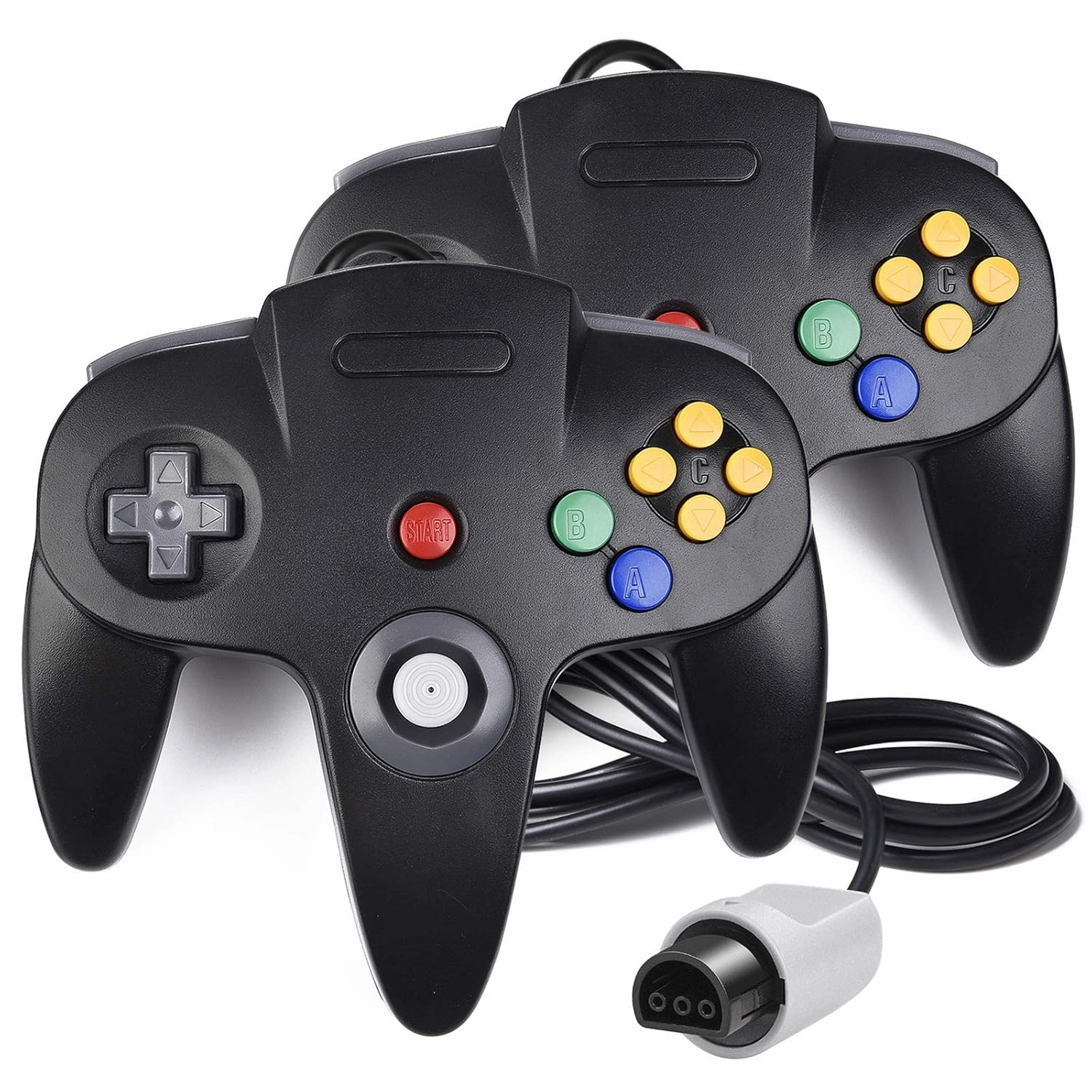 Classic Wired N64 64-bit Gamepad Joystick for Ultra 64 Video Game Console (Black) - 2 Pack