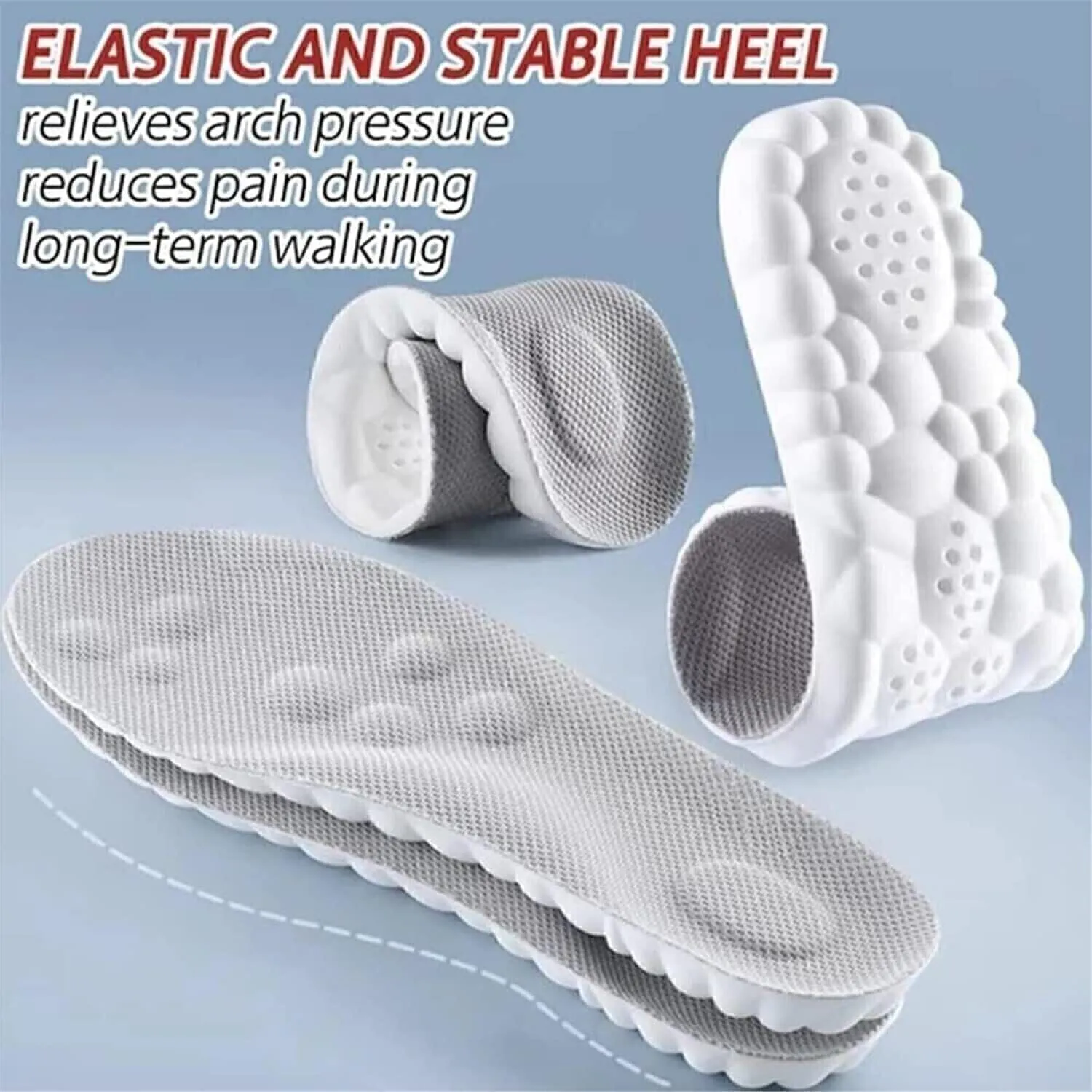 Cloud Step Insoles, 4D Cloud Technology Insole - Super Soft Comfort Insoles, Soft Foot Protection Cloud Feeling Insole, U-Shape Memory Foam Insoles (Black, Men 6.5-7.5/Women 8-9)