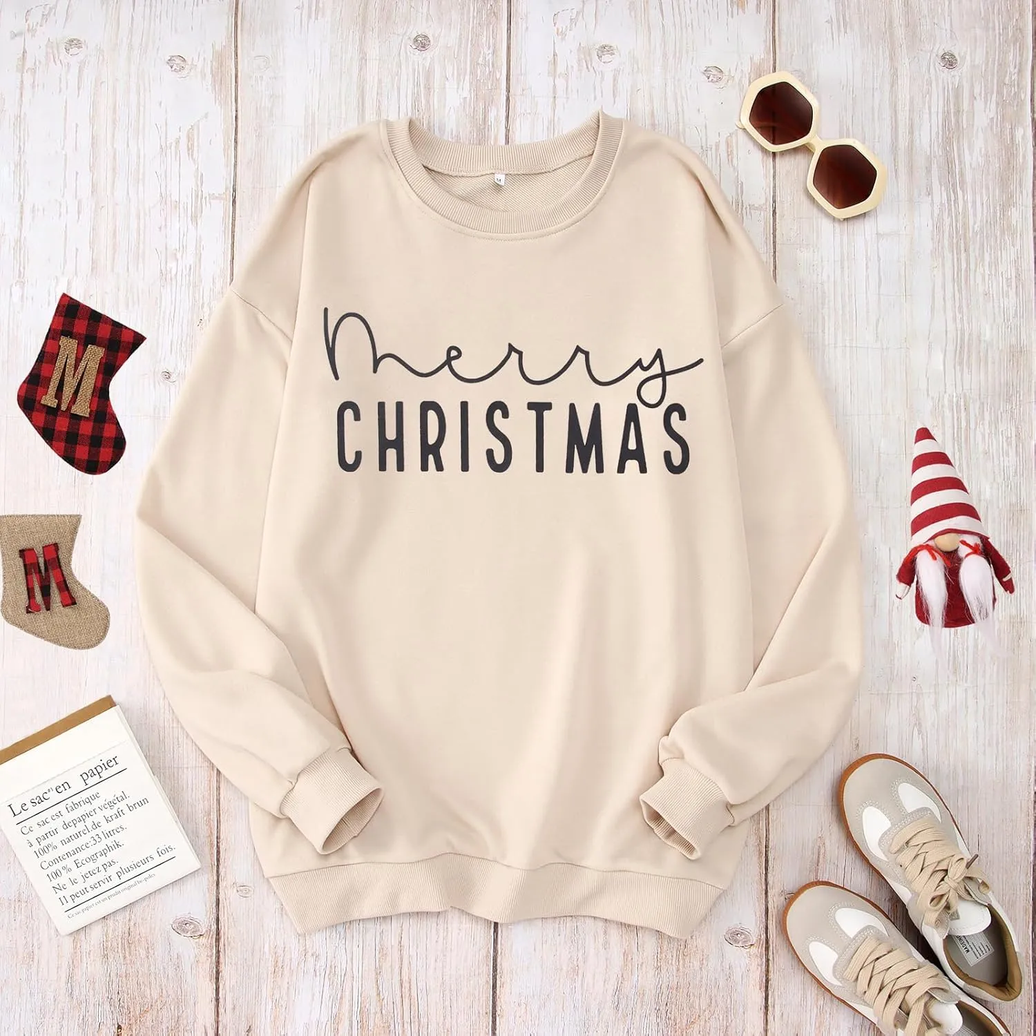 CM C&M WODRO Merry Christmas Sweatshirt Women Crewneck Xmas Holiday Sweater Shirt Winter Long Sleeve Oversized Pullover Tops