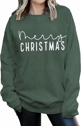 CM C&M WODRO Merry Christmas Sweatshirt Women Crewneck Xmas Holiday Sweater Shirt Winter Long Sleeve Oversized Pullover Tops