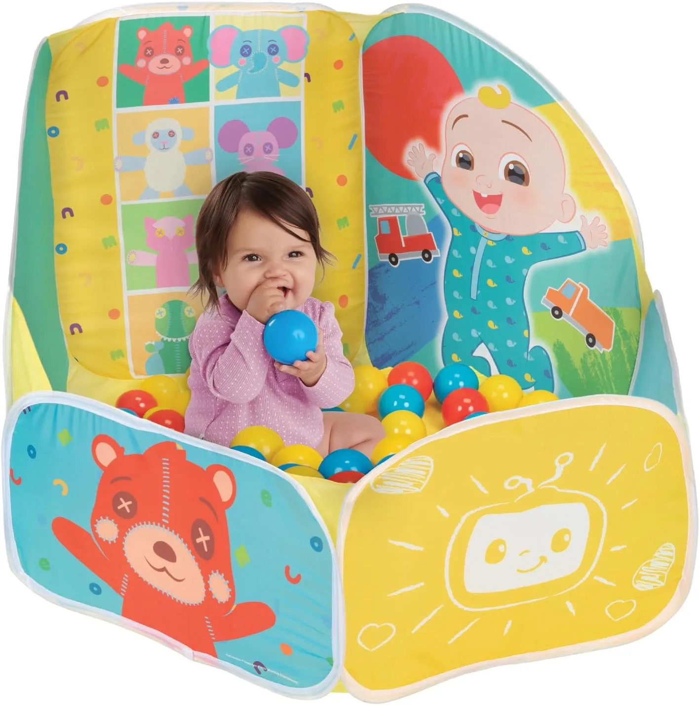 CoComelon Ball Pit with 15 Soft Flex Balls Pop and Play Arena for Baby Toddler Infant Boys & Girls [15 Balls Included]