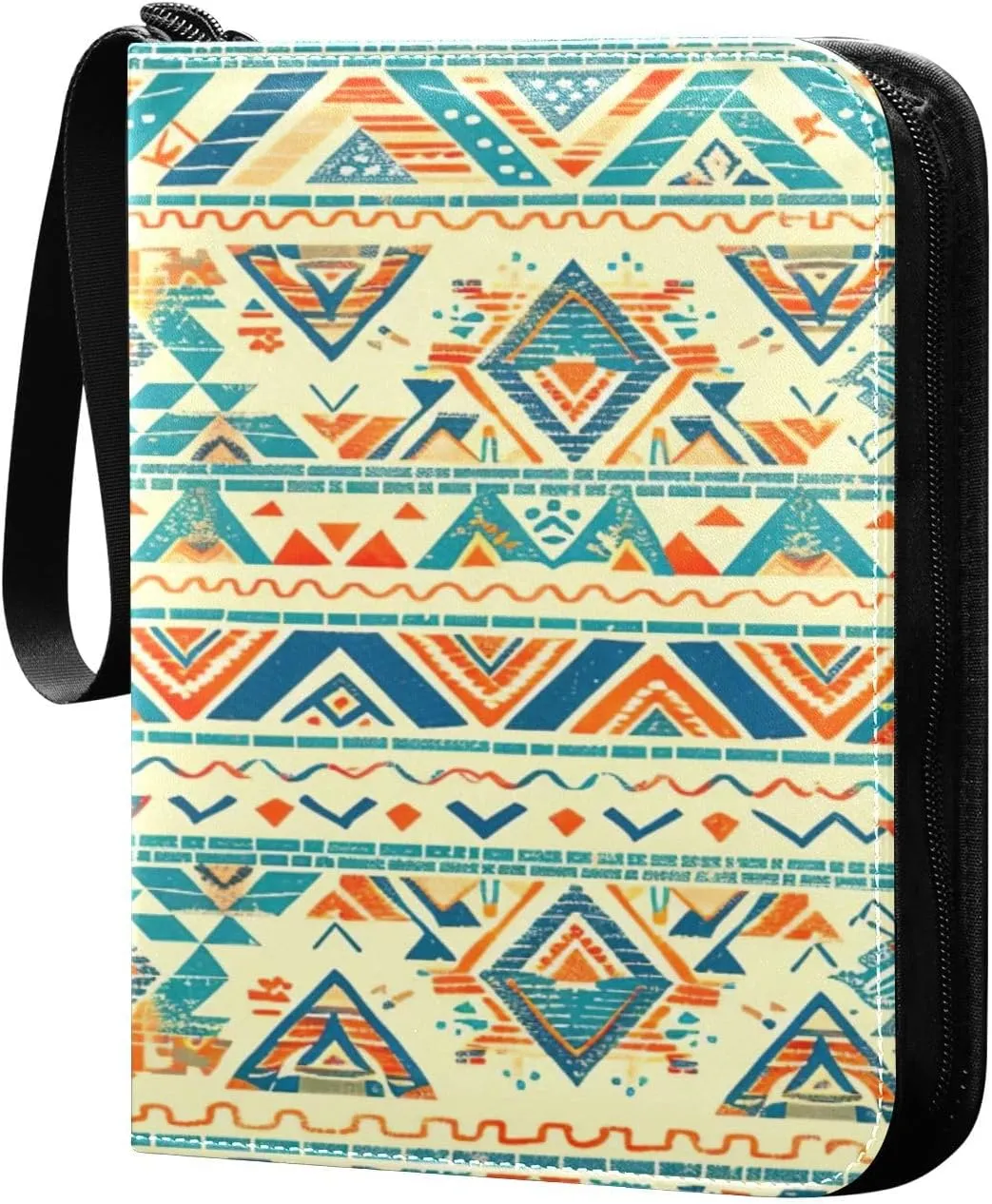 Colorful Aztec Pattern Card Binder 4-Pocket, 400 Pockets PU Waterproof Zippered Collector Card Album with 50 Removable Sleeves for Trading, Game Cards
