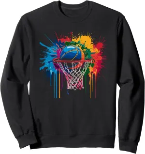 Colorful Basketball Color Splash Hoop Net Dunk Lovers Sweatshirt