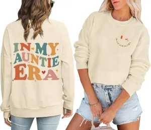 COLORFUL BLING Somebody's Feral Aunt Sweatshirt For Women In My Aunt Era Shirt Pullover Letter Print Casual Crewneck Top