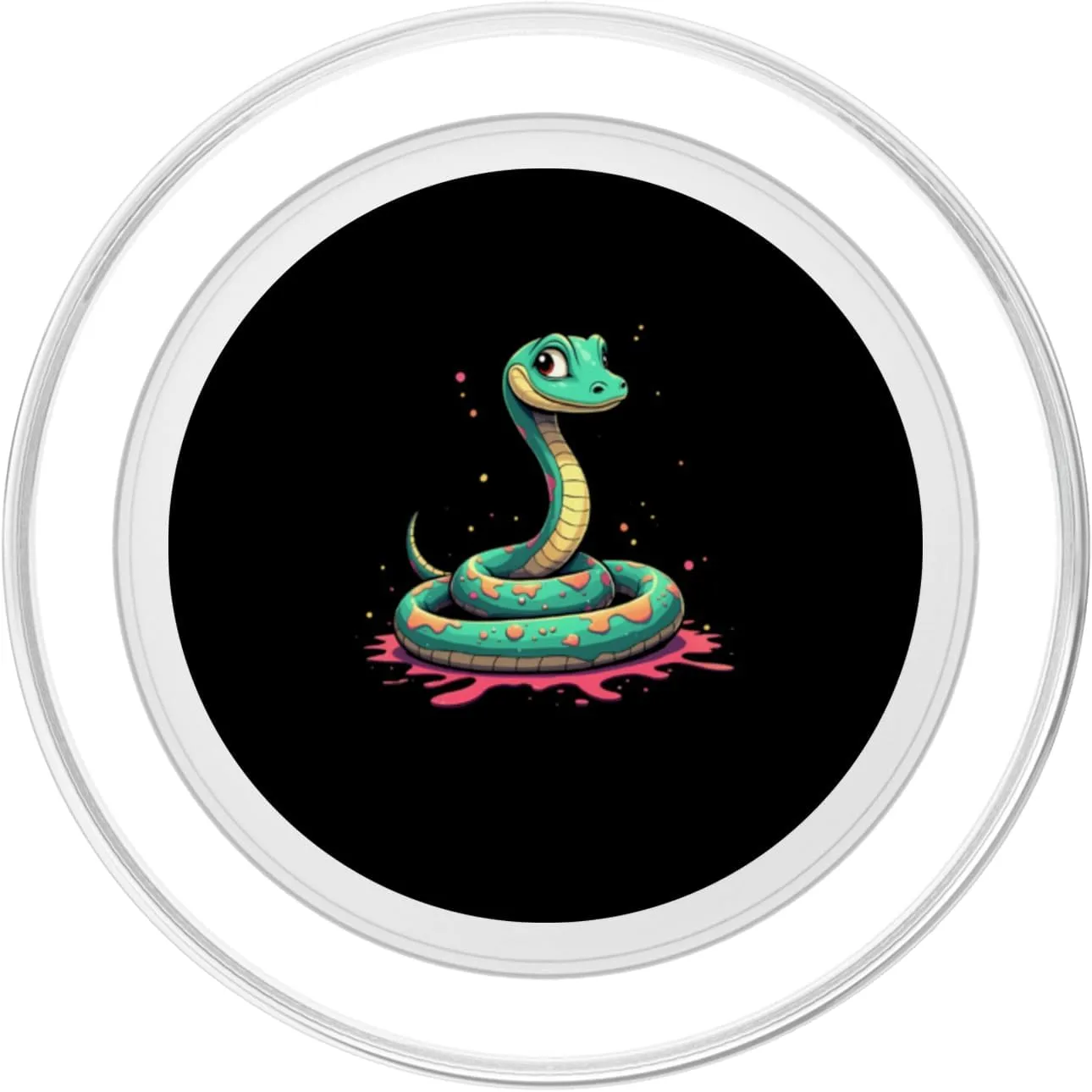 Colorful Cartoon Snake Upright with Paint Splashes PopSockets PopGrip for MagSafe