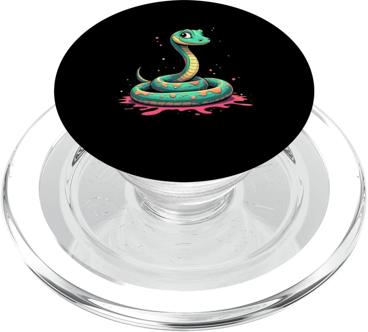 Colorful Cartoon Snake Upright with Paint Splashes PopSockets PopGrip for MagSafe