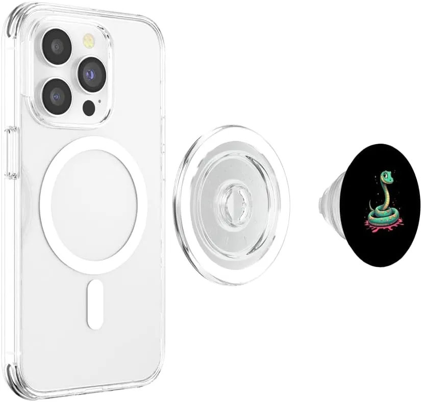 Colorful Cartoon Snake Upright with Paint Splashes PopSockets PopGrip for MagSafe