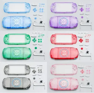 Colorful Clear Full Housing Shell Cover Case with Buttons for PSP 3000 PSP3000 Game Console (Clear Red)
