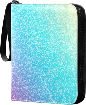 Colorful Glitter Card Binder Holder, Binder with Zipper 400 Cards Capacity Collectible Trading Card Albums