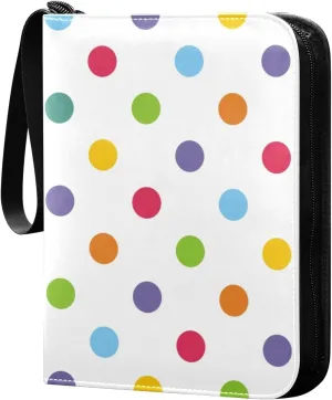 Colorful Polka Dots Card Binder 400 Pockets 3 Ring Trading Card Album with PU Leather Cover and Zipper